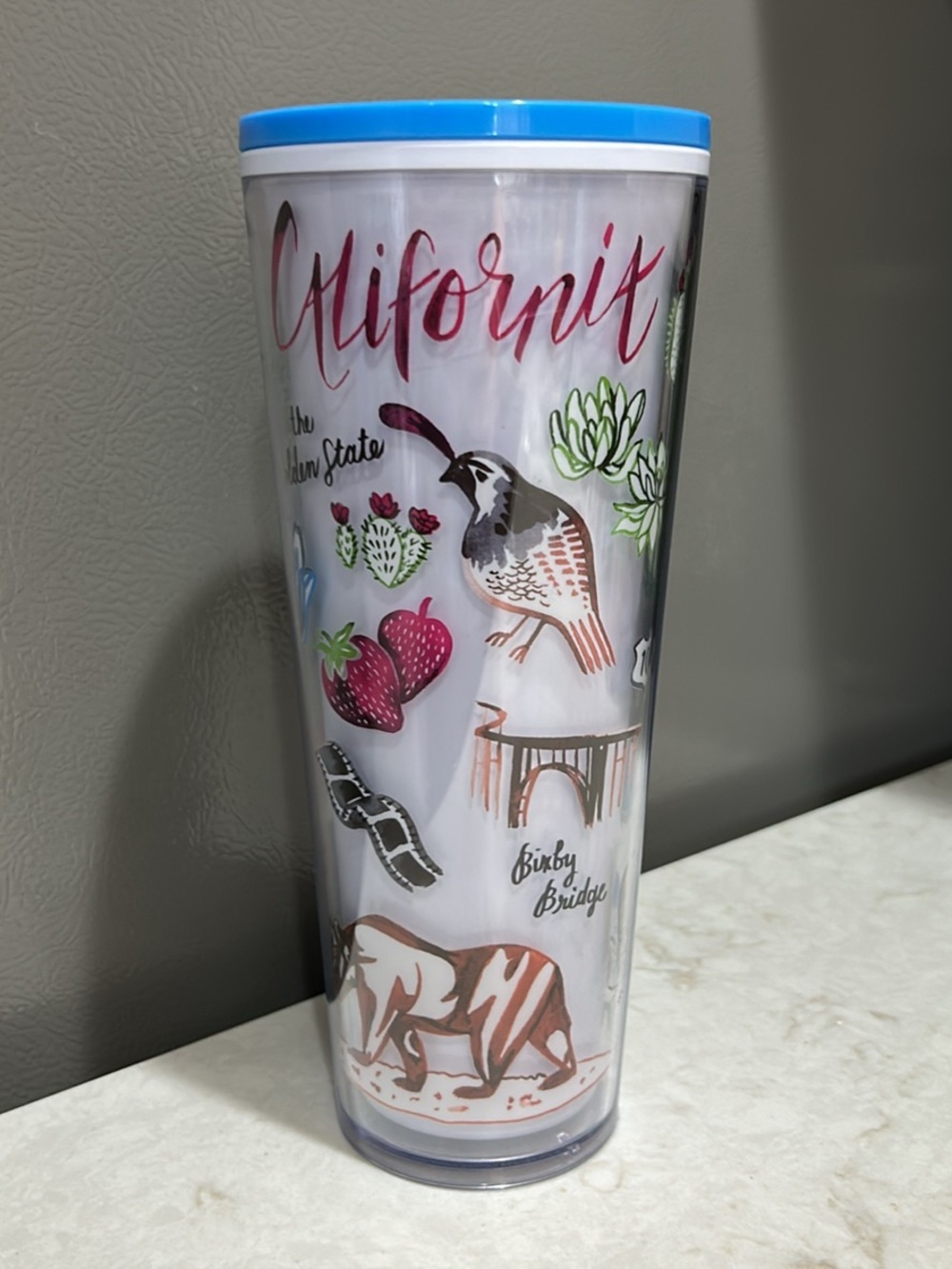 Starbucks California Illustrated Travel Tumbler - Blue Lid